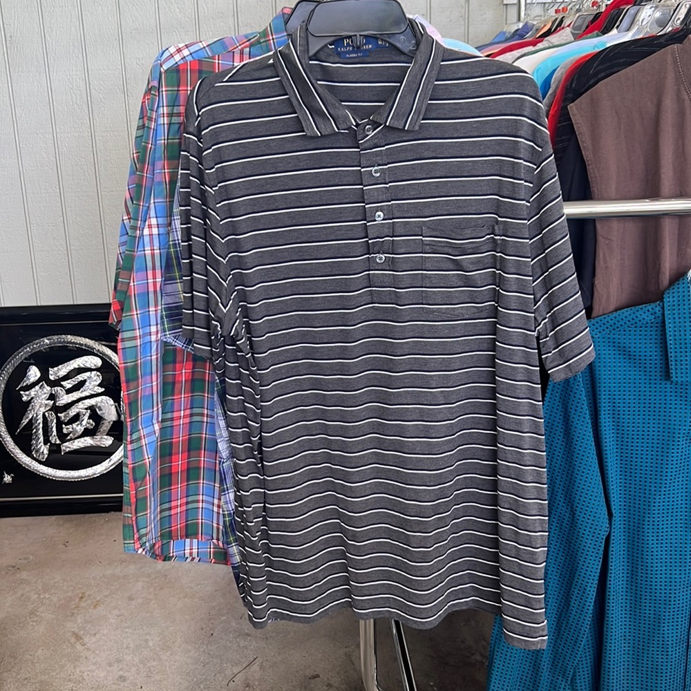 Gently used short sleeve polo, Ralph Lauren, extra large shirt with pocket